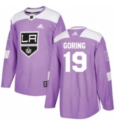 Mens Adidas Los Angeles Kings 19 Butch Goring Authentic Purple Fights Cancer Practice NHL Jersey 