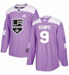 Mens Adidas Los Angeles Kings 9 Adrian Kempe Authentic Purple Fights Cancer Practice NHL Jersey 