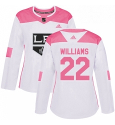 Womens Adidas Los Angeles Kings 22 Tiger Williams Authentic WhitePink Fashion NHL Jersey 