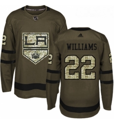 Youth Adidas Los Angeles Kings 22 Tiger Williams Authentic Green Salute to Service NHL Jersey 