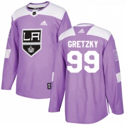 Youth Adidas Los Angeles Kings 99 Wayne Gretzky Authentic Purple Fights Cancer Practice NHL Jersey 