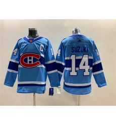 Men Montreal Canadiens 14 Nick Suzuki 2022 23 Reverse Retro Stitched Jersey