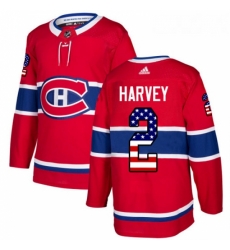 Youth Adidas Montreal Canadiens 2 Doug Harvey Authentic Red USA Flag Fashion NHL Jersey 