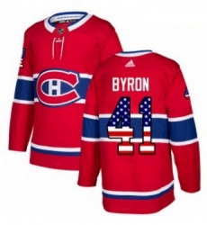 Youth Adidas Montreal Canadiens 41 Paul Byron Authentic Red USA Flag Fashion NHL Jersey 