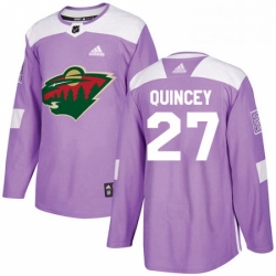 Mens Adidas Minnesota Wild 27 Kyle Quincey Authentic Purple Fights Cancer Practice NHL Jersey 