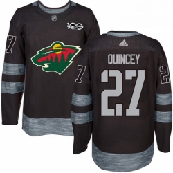 Mens Adidas Minnesota Wild 27 Kyle Quincey Premier Black 1917 2017 100th Anniversary NHL Jersey 