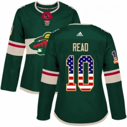 Womens Adidas Minnesota Wild 10 Matt Read Authentic Green USA Flag Fashion NHL Jersey 