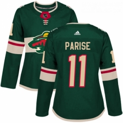 Womens Adidas Minnesota Wild 11 Zach Parise Authentic Green Home NHL Jersey 