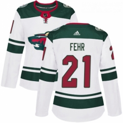 Womens Adidas Minnesota Wild 21 Eric Fehr Authentic White Away NHL Jersey 