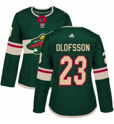 Womens Adidas Minnesota Wild 23 Gustav Olofsson Authentic Green Home NHL Jersey 