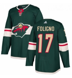 Youth Adidas Minnesota Wild 17 Marcus Foligno Premier Green Home NHL Jersey 