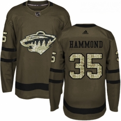 Youth Adidas Minnesota Wild 35 Andrew Hammond Premier Green Salute to Service NHL Jersey 