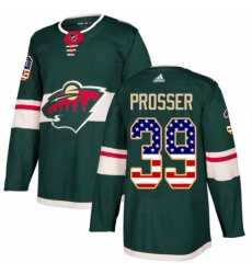 Youth Adidas Minnesota Wild 39 Nate Prosser Authentic Green USA Flag Fashion NHL Jersey 