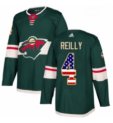 Youth Adidas Minnesota Wild 4 Mike Reilly Authentic Green USA Flag Fashion NHL Jersey 