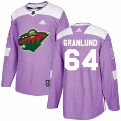 Youth Adidas Minnesota Wild 64 Mikael Granlund Authentic Purple Fights Cancer Practice NHL Jersey 