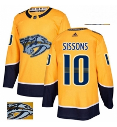 Mens Adidas Nashville Predators 10 Colton Sissons Authentic Gold Fashion Gold NHL Jersey 