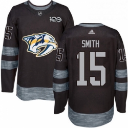 Mens Adidas Nashville Predators 15 Craig Smith Authentic Black 1917 2017 100th Anniversary NHL Jersey 