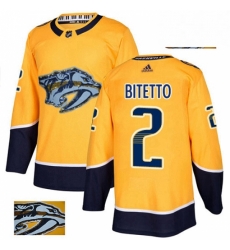 Mens Adidas Nashville Predators 2 Anthony Bitetto Authentic Gold Fashion Gold NHL Jersey 