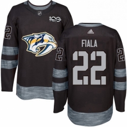 Mens Adidas Nashville Predators 22 Kevin Fiala Authentic Black 1917 2017 100th Anniversary NHL Jersey 