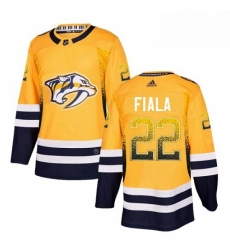 Mens Adidas Nashville Predators 22 Kevin Fiala Authentic Gold Drift Fashion NHL Jersey 