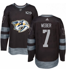 Mens Adidas Nashville Predators 7 Yannick Weber Authentic Black 1917 2017 100th Anniversary NHL Jersey 