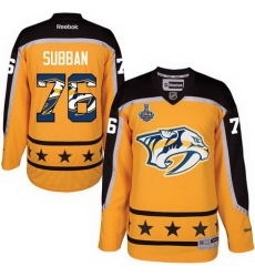 Predators #76 P K Subban Yellow 2017 Stanley Cup Team Logo Fashion Stitched NHL Jersey