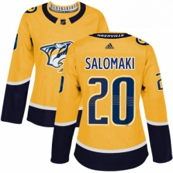 Womens Adidas Nashville Predators 20 Miikka Salomaki Authentic Gold Home NHL Jersey 