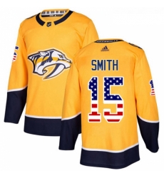 Youth Adidas Nashville Predators 15 Craig Smith Authentic Gold USA Flag Fashion NHL Jersey 