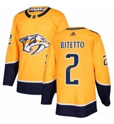 Youth Adidas Nashville Predators 2 Anthony Bitetto Authentic Gold Home NHL Jersey 