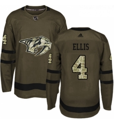 Youth Adidas Nashville Predators 4 Ryan Ellis Authentic Green Salute to Service NHL Jersey 