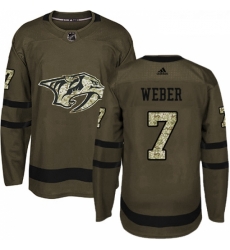 Youth Adidas Nashville Predators 7 Yannick Weber Authentic Green Salute to Service NHL Jersey 