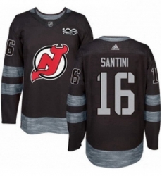 Mens Adidas New Jersey Devils 16 Steve Santini Authentic Black 1917 2017 100th Anniversary NHL Jersey 