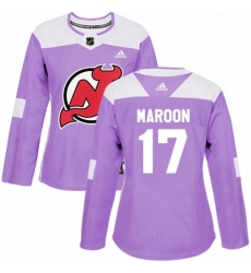 Womens Adidas New Jersey Devils 17 Patrick Maroon Authentic Purple Fights Cancer Practice NHL Jersey 