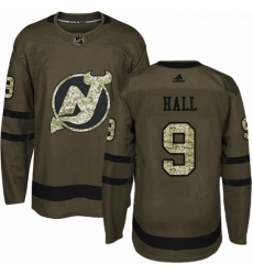 Youth Adidas New Jersey Devils 9 Taylor Hall Authentic Green Salute to Service NHL Jersey 