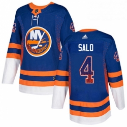 Mens Adidas New York Islanders 4 Robin Salo Authentic Royal Blue Drift Fashion NHL Jersey 