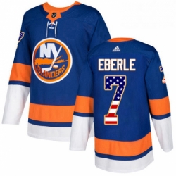 Mens Adidas New York Islanders 7 Jordan Eberle Authentic Royal Blue USA Flag Fashion NHL Jersey 