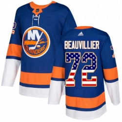 Youth Adidas New York Islanders 72 Anthony Beauvillier Authentic Royal Blue USA Flag Fashion NHL Jersey 