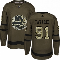 Youth Adidas New York Islanders 91 John Tavares Premier Green Salute to Service NHL Jersey 