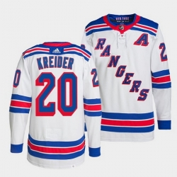 Men New York Rangers 20 Chris Kreider White Stitched Jerse