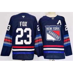 Men New York Rangers 23 Adam Fox Navy 2024 25 Stitched Jersey