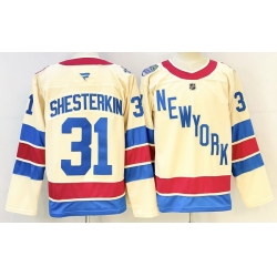 Men New York Rangers 31 Igor Shesterkin Beige 2025 26 Winter Classic Stitched Hockey