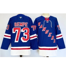 Men New York Rangers 73 Matt Rempe Royal 2024 25 Home With A Patch Stitched Hockey Jersey