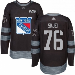 Mens Adidas New York Rangers 76 Brady Skjei Authentic Black 1917 2017 100th Anniversary NHL Jersey 