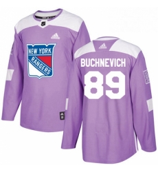 Mens Adidas New York Rangers 89 Pavel Buchnevich Authentic Purple Fights Cancer Practice NHL Jersey 