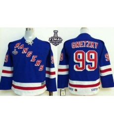 Kids New York Rangers #99 Wayne Gretzky Blue With 2014 Stanley Cup Finals Patch NHL Jerseys