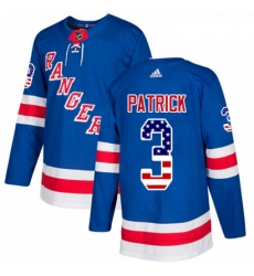 Youth Adidas New York Rangers 3 James Patrick Authentic Royal Blue USA Flag Fashion NHL Jersey 