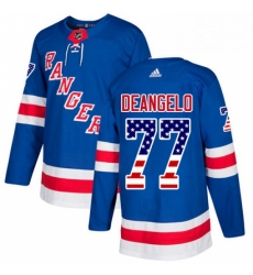 Youth Adidas New York Rangers 77 Anthony DeAngelo Authentic Royal Blue USA Flag Fashion NHL Jersey 