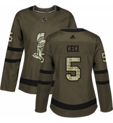 Womens Adidas Ottawa Senators 5 Cody Ceci Authentic Green Salute to Service NHL Jersey 