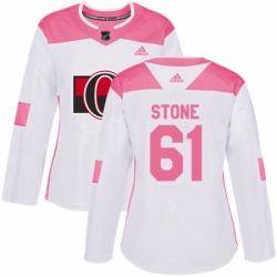 Womens Adidas Ottawa Senators 61 Mark Stone Authentic WhitePink Fashion NHL Jersey 