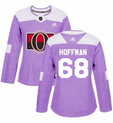 Womens Adidas Ottawa Senators 68 Mike Hoffman Authentic Purple Fights Cancer Practice NHL Jersey 